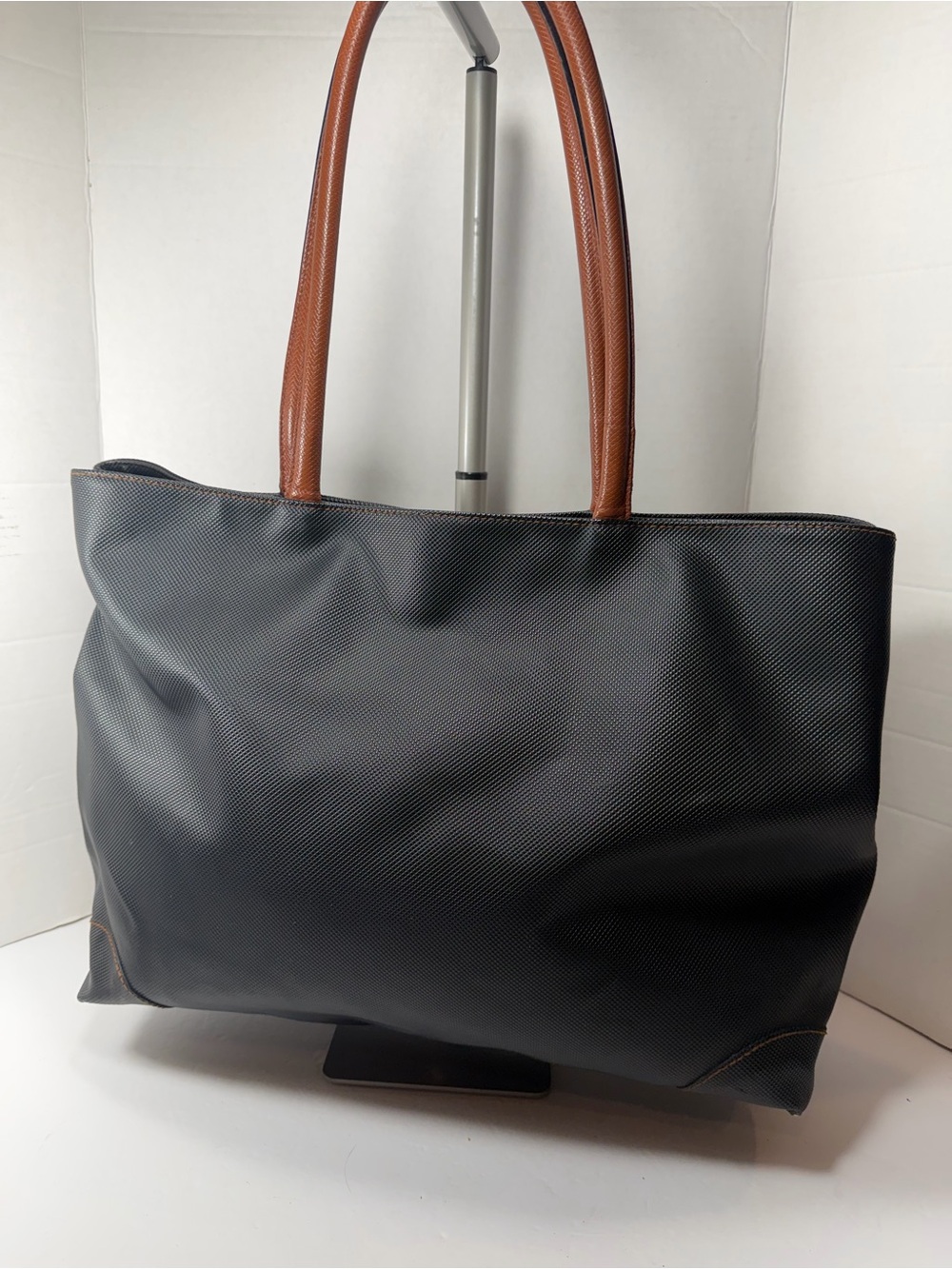 Vintage BOTTEGA VENETA Black Tote Bag with Brown Handles